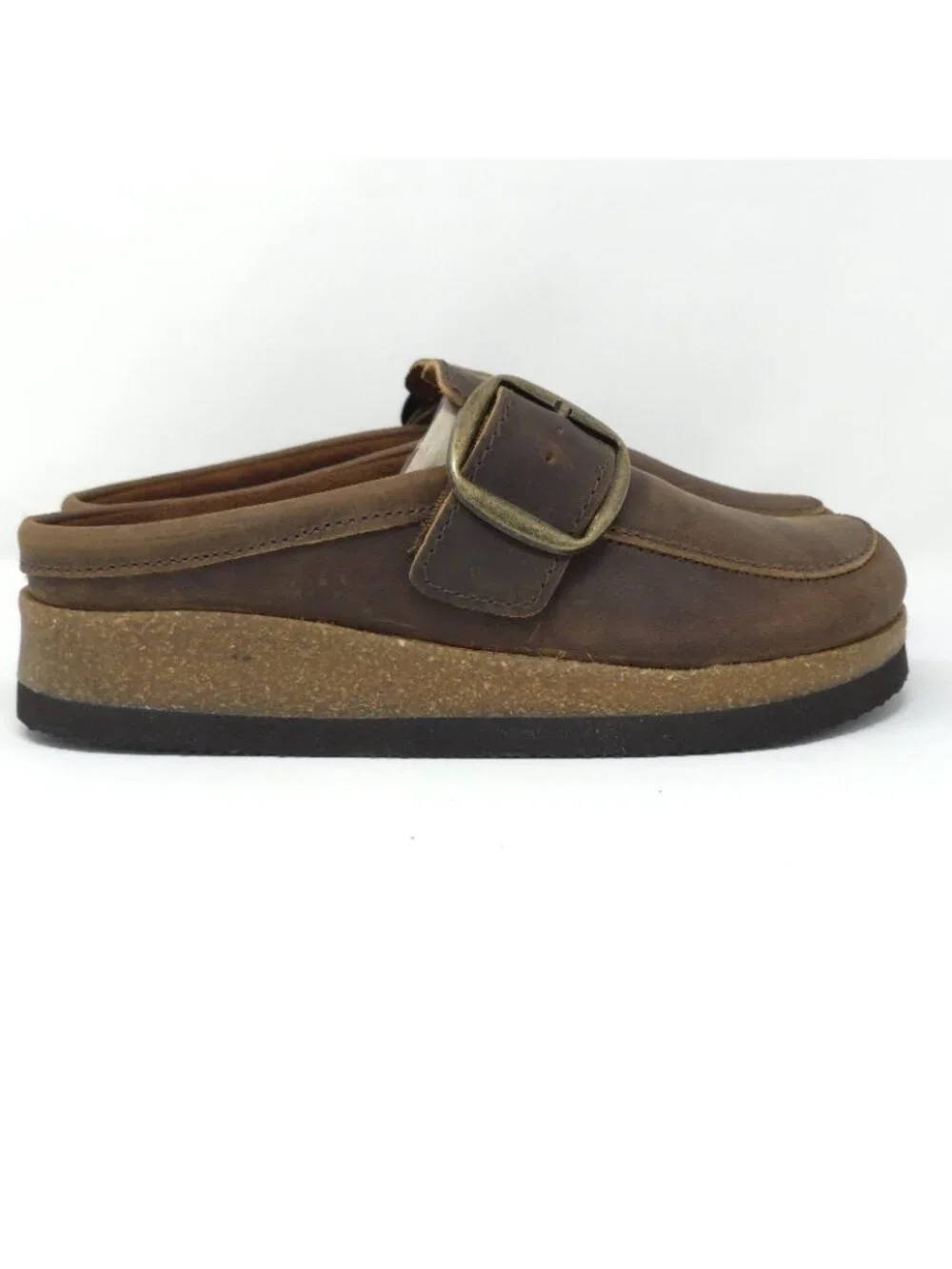 White Mountain Women's Bueno Leather Clog Brown Slip-On Buckle Sz 6M - Picture 4 of 8